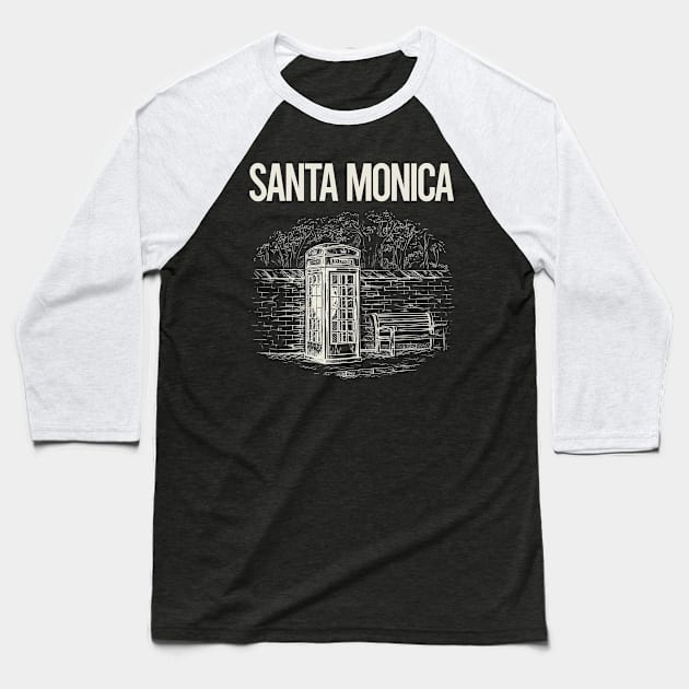 Vintage Phone Booth Santa Monica Baseball T-Shirt by rosenbaumquinton52